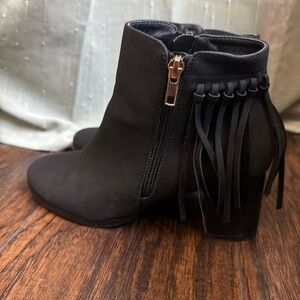 Black Fringe Ankle Boots